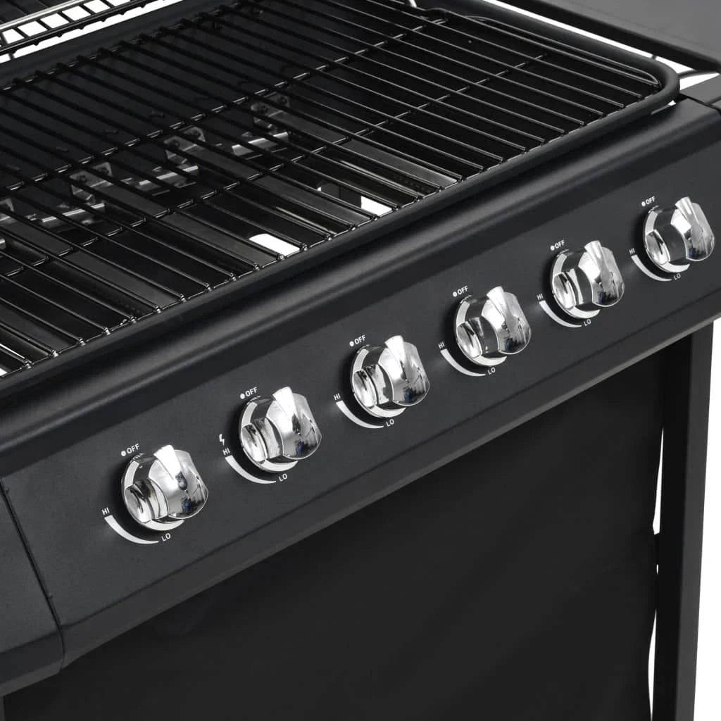 2026 Czarny przenośny grill gazowy z 6 palnikami ze stali V3794