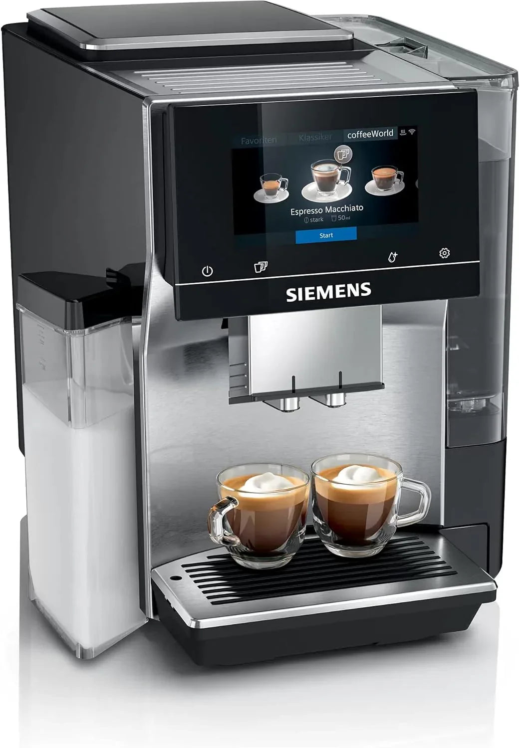 Siemens Kaffeevollautomat EQ900 TQ903D03, App-Steuerung, intuitives Full-Touch-Display, Barista-Modus, AromaBoost, Geräuschreduzierung, Premiummahlwerk, automatische Dampfreinigung, 1500 W, edelstahl(TFT Display 5,0"/Klavierlack Schwarz/1 Bohnenbehäl