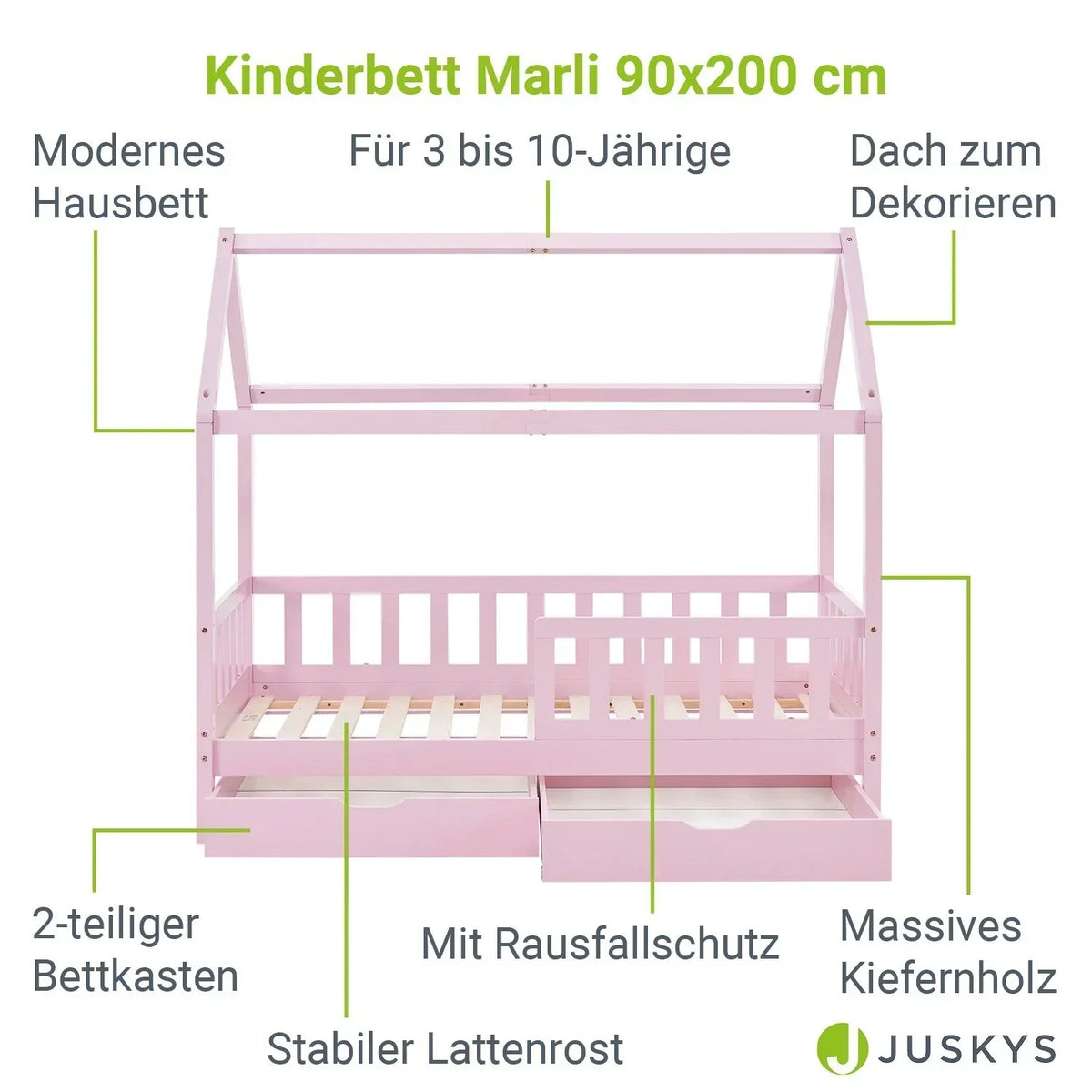 2026 Łóżko dziecięce Marli 90 x 200 cm z szufladami do przechowywania