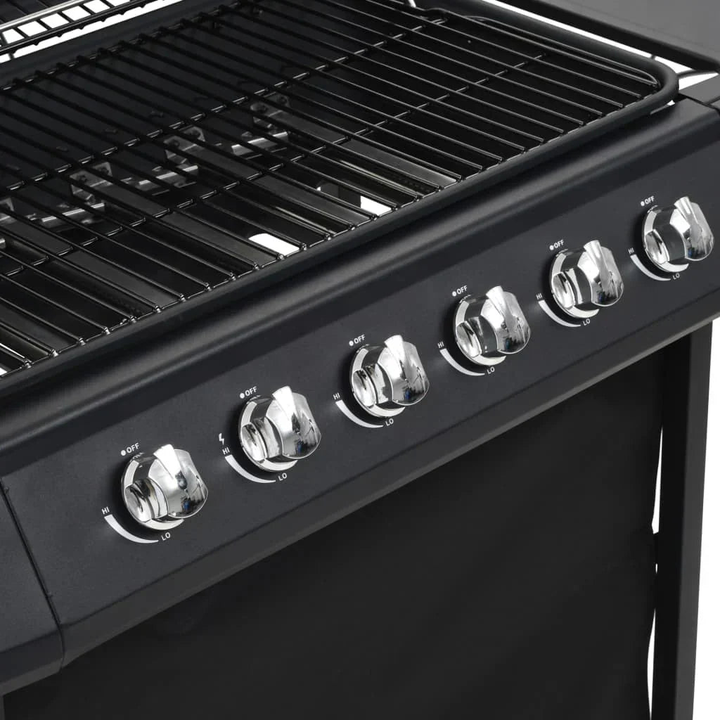 2026 Czarny, stalowy grill gazowy V3794 z 6 palnikami