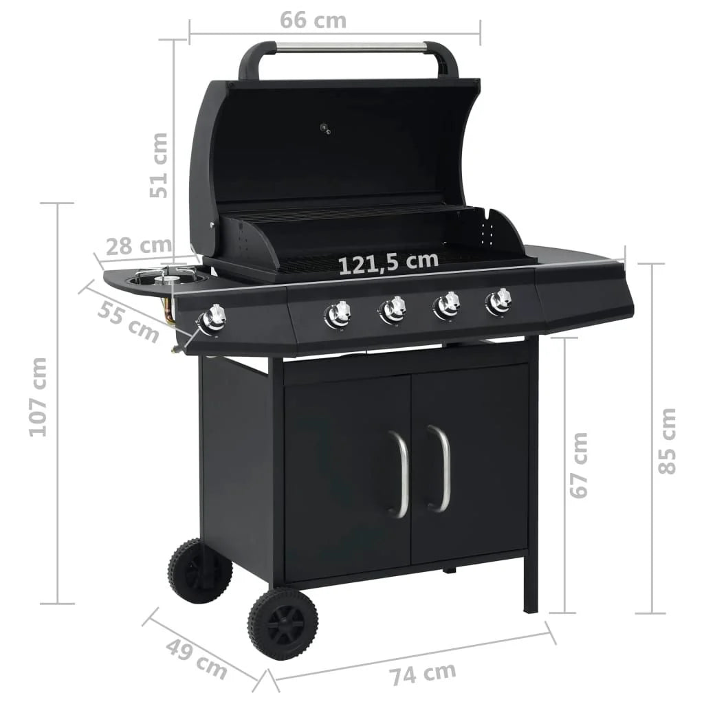 Grill gazowy Barbacoa 4+1 palniki czarny Vidaxl