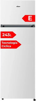Lodówka dwudrzwiowa Nilson Biała NF145500E. Pojemność 206 litrów, drzwi odwracalne, niski poziom hałasu, klasa efektywności energetycznej E