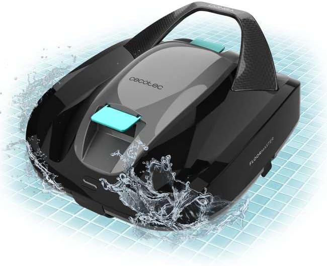 Cecotec Robot Odkurzacz Basenowy Bezprzewodowy Conga Pooldroid 2000 FloorMaster. Czas pracy 100 min, basen bez nachyleń, do 80m2, maksymalna głębokość 2,5m, pojemność 2,5L, filtr o wysokiej wydajności