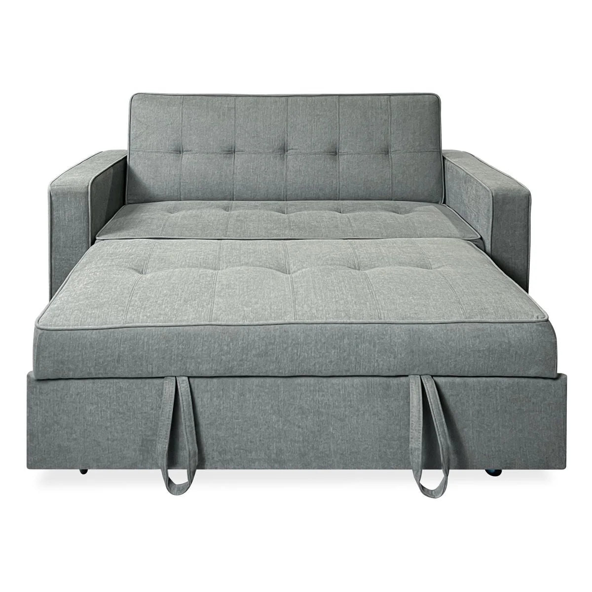 Sofa dwuosobowa rozkładana model Vienna z podłokietnikami, szara, nowoczesna, praktyczna i funkcjonalna