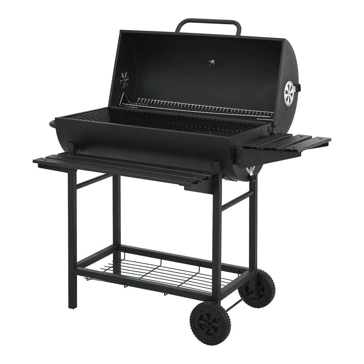 Grill węglowy Armento z 2 kółkami i termometrem, stal - czarny [casa.pro]