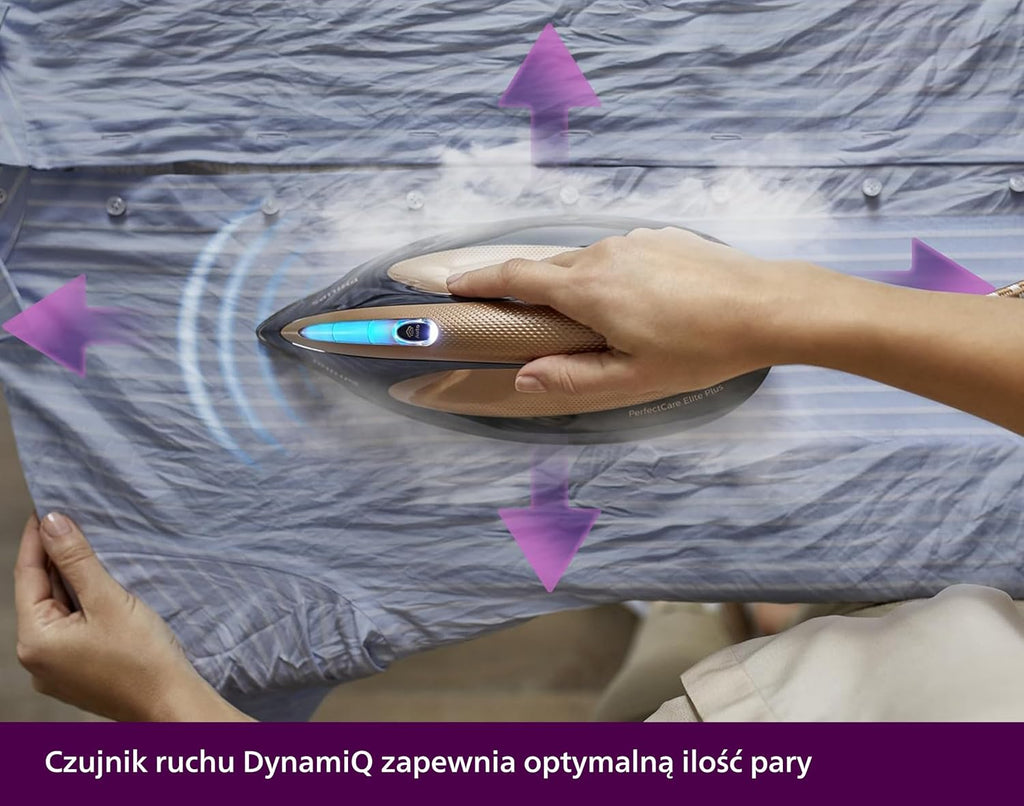 Philips PerfectCare Elite Plus Żelazko z generatorem pary, Podeszwa Żelazna T-Ionicglide, 2700 W, 1,8 L, Ciśnienie do 8 barów, Technologia OptimalTemp, Tryb ECO, Czarny-Miedziany (GC9682/80)