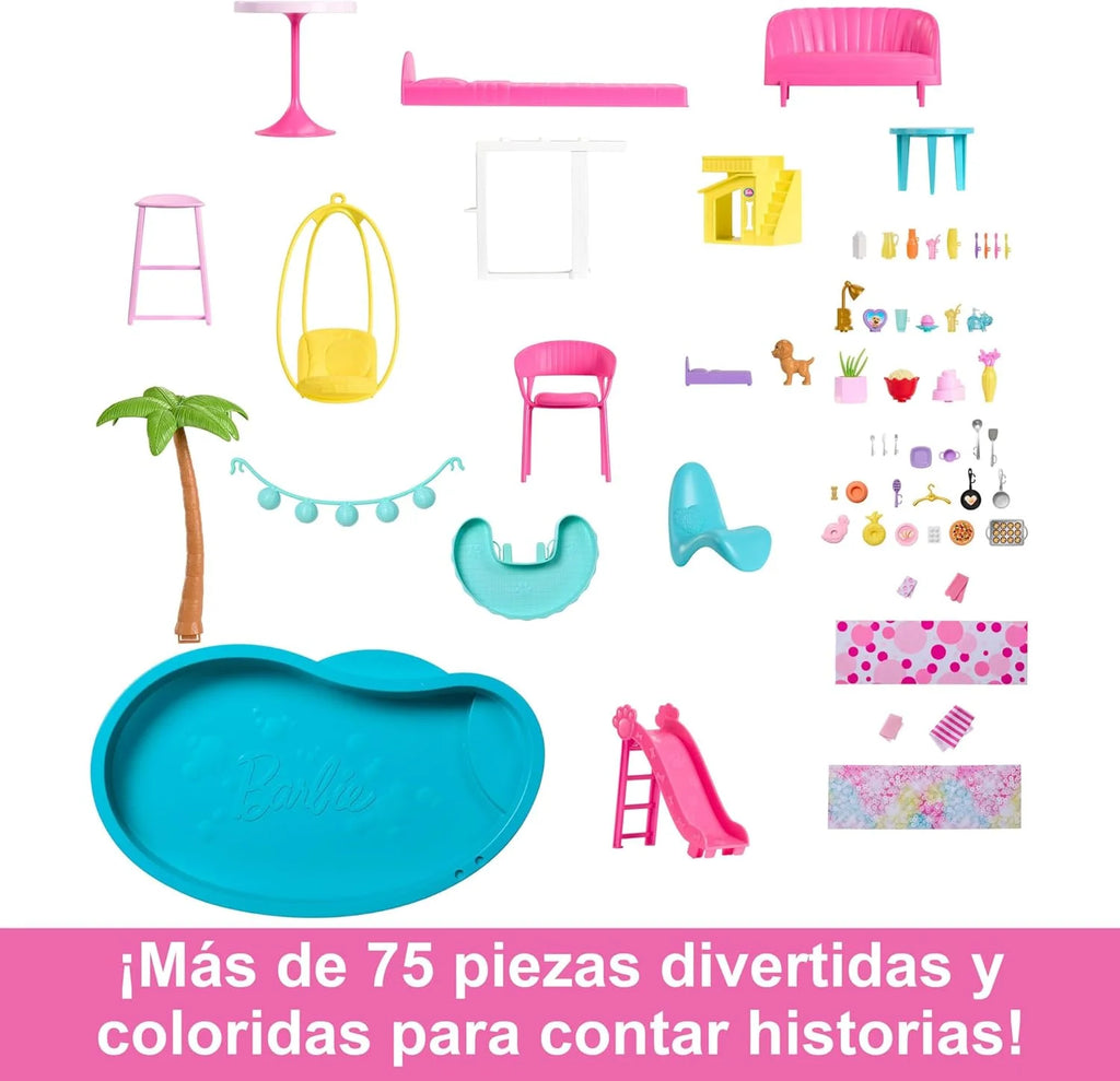 Barbie Dreamhouse 2023 Trzypiętrowy Domek dla Lalek z Ponad 75 Meblami i Akcesoriami, +3 lata (Mattel HMX10)