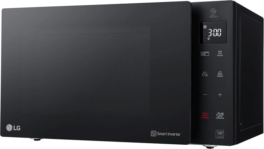 LG MH6535GIS Kuchenka mikrofalowa z technologią Inverter i kwarcowym grillem, pojemność 25 litrów, moc 1000 W, programy automatyczne, regulowane poziomy mocy dla optymalnego gotowania i funkcja EasyClean, czarna