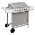 Srebrny grill gazowy Vidaxl z 6 palnikami