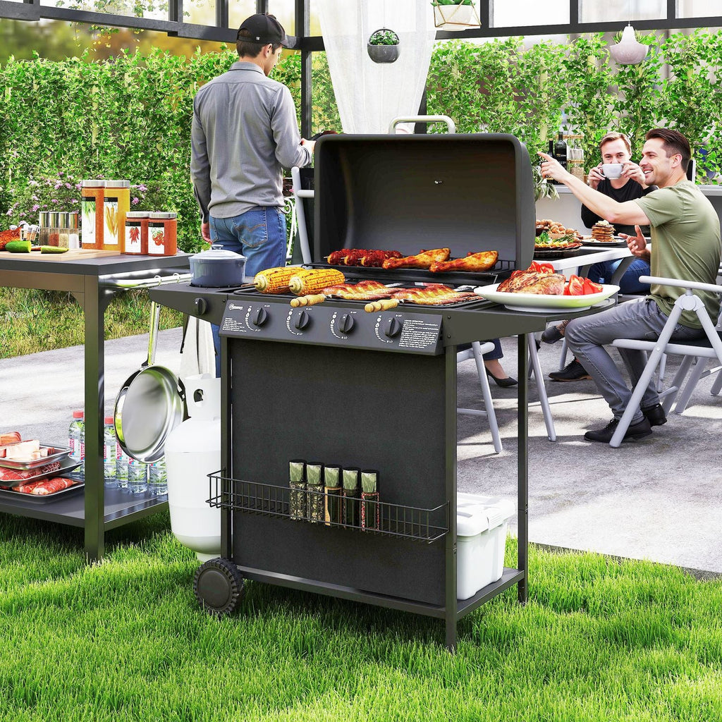 Grill Gazowy Ze Stali Abs 121x54x97 Cm-outsunny. Czarny