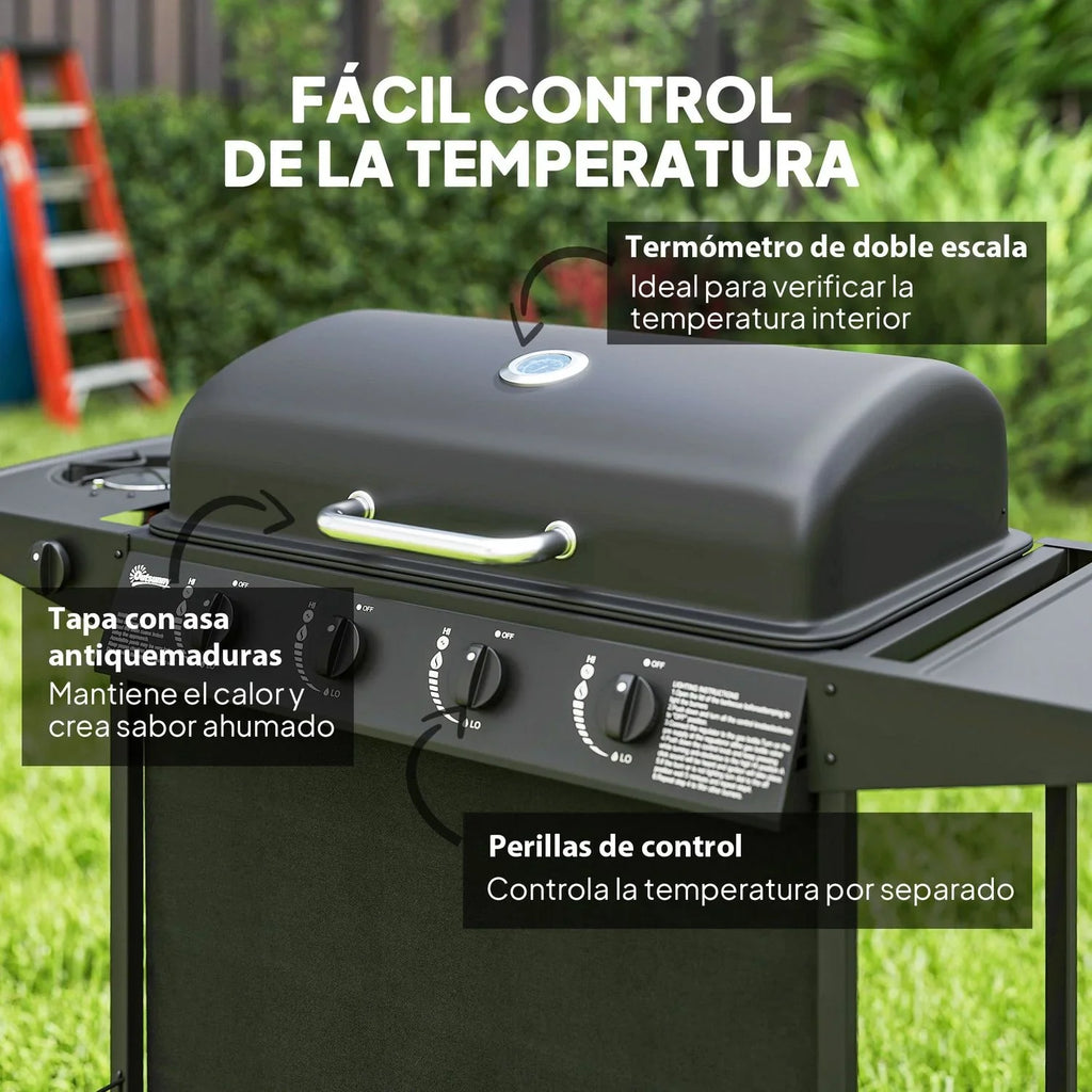 Grill Gazowy Ze Stali Abs 121x54x97 Cm-outsunny. Czarny