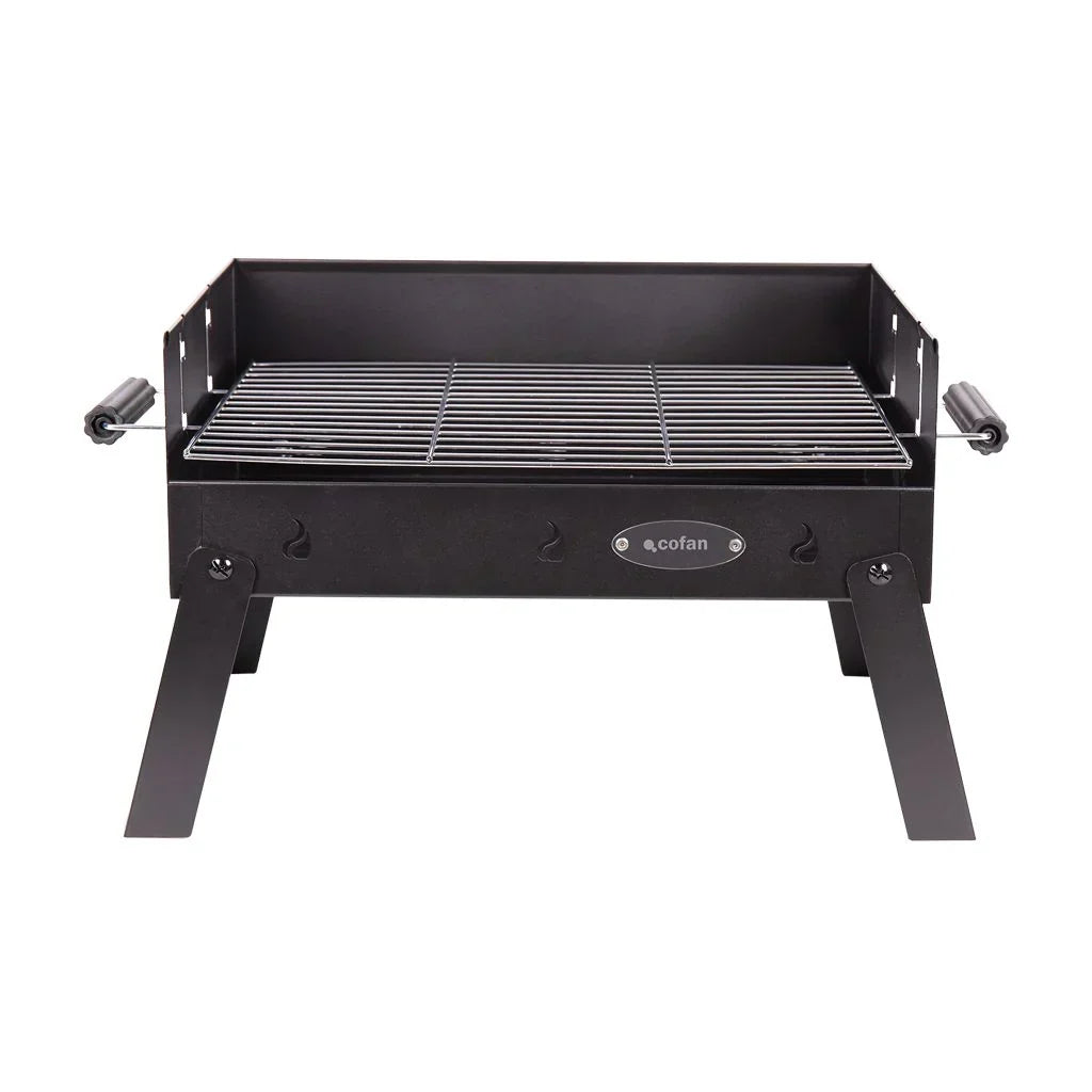 Cofan Przenośny Grill Węglowy | Chromowany Ruszt Stalowy | Składany Grill | Z Uchwytami Bocznymi | Idealny Na Kemping, Do Ogrodu I Na Taras | Wymiary: 45,5 X 34,5 X 31,5 Cm