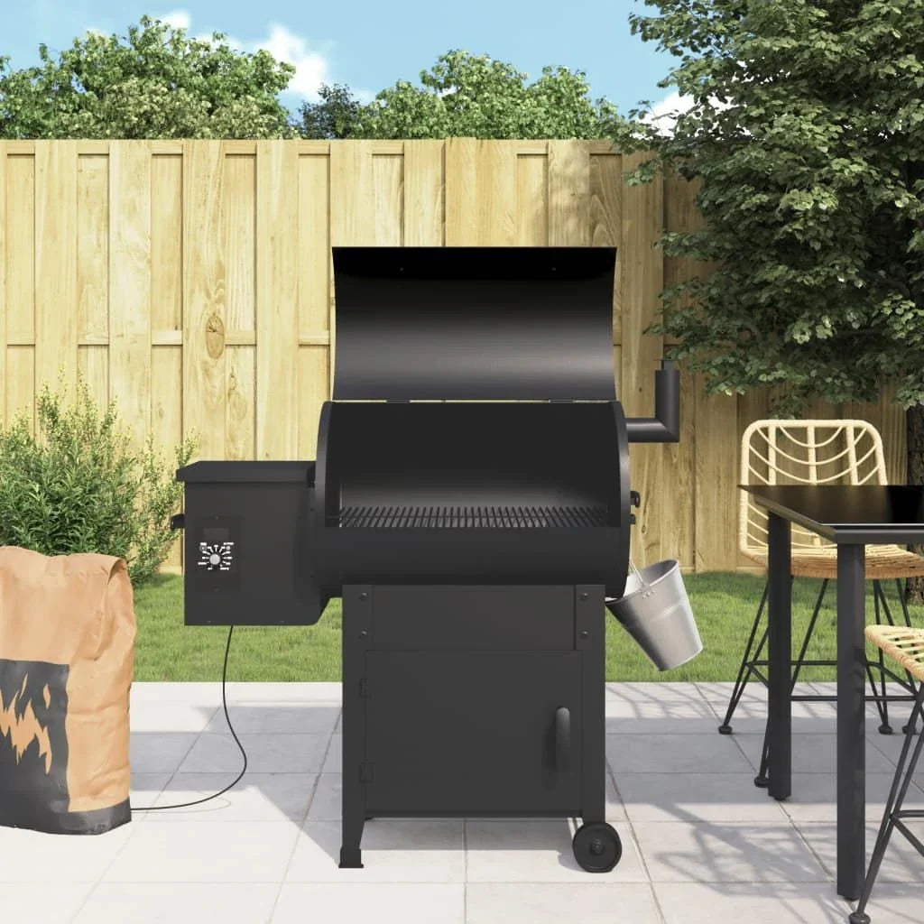 Grill Na Pellet Z Kominem Czarny Żelazny 104 cm Vidaxl