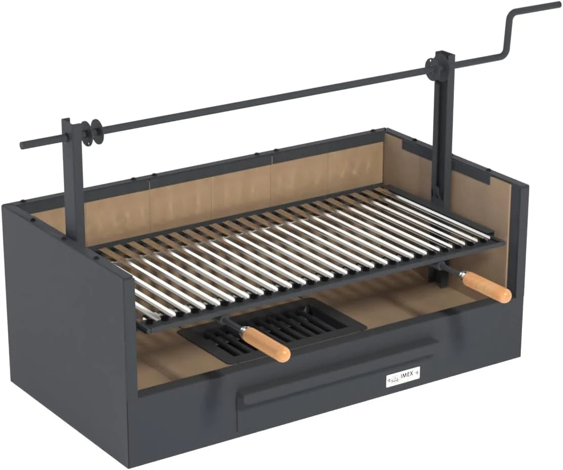 Imex El Zorro – Ruszt do grilla z cegłą szamotową | 90x48x65 cm | Solidna konstrukcja stalowa i wysokie zatrzymywanie ciepła | Idealny do grillowania na węglu drzewnym i drewnie na zewnątrz