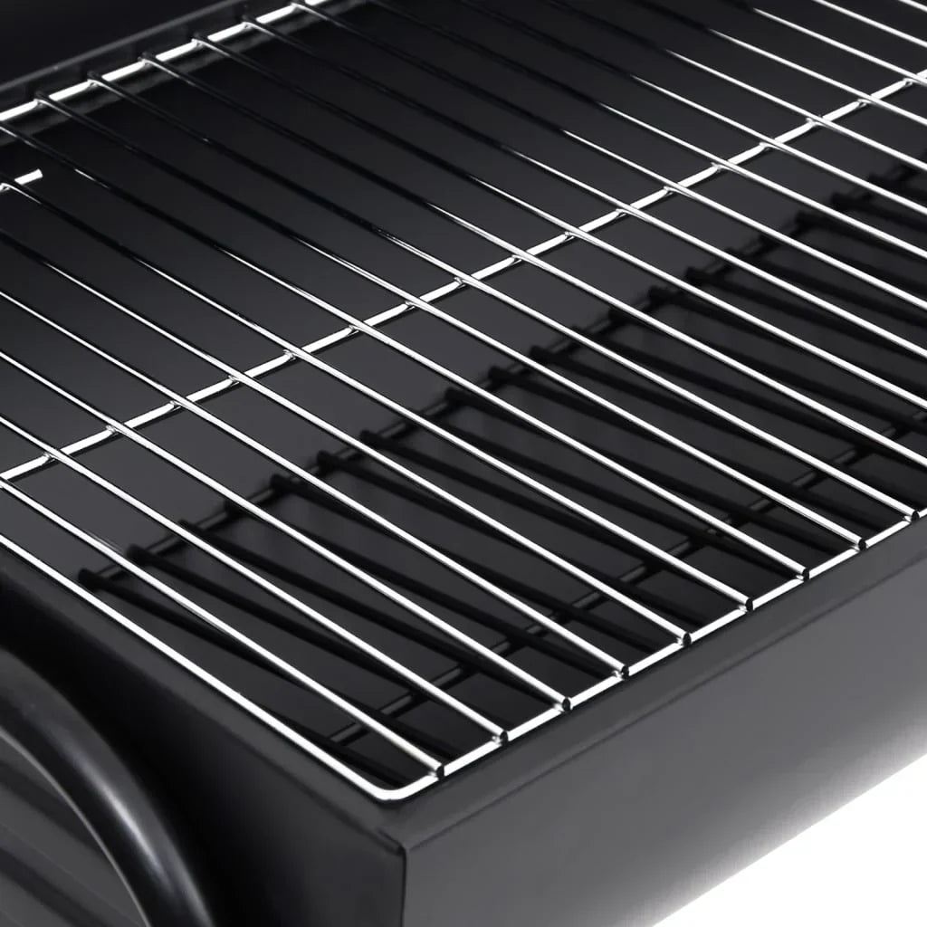 2026 Czarny grill z 2 rusztami do gotowania – Przenośny grill ze stali o wymiarach 80x95x90 cm