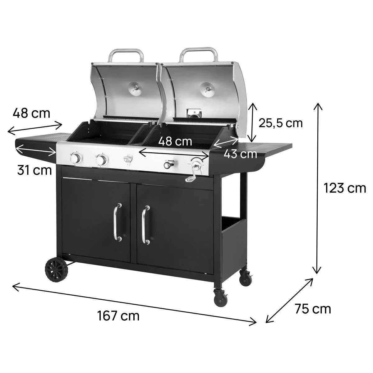 Grill gazowo-węglowy „Western” 2 w 1 – Czarny