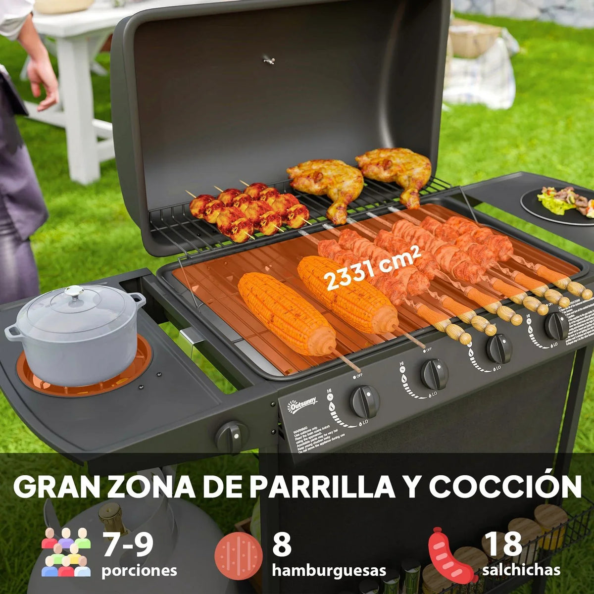 Grill Gazowy Ze Stali Abs 121x54x97 Cm-outsunny. Czarny