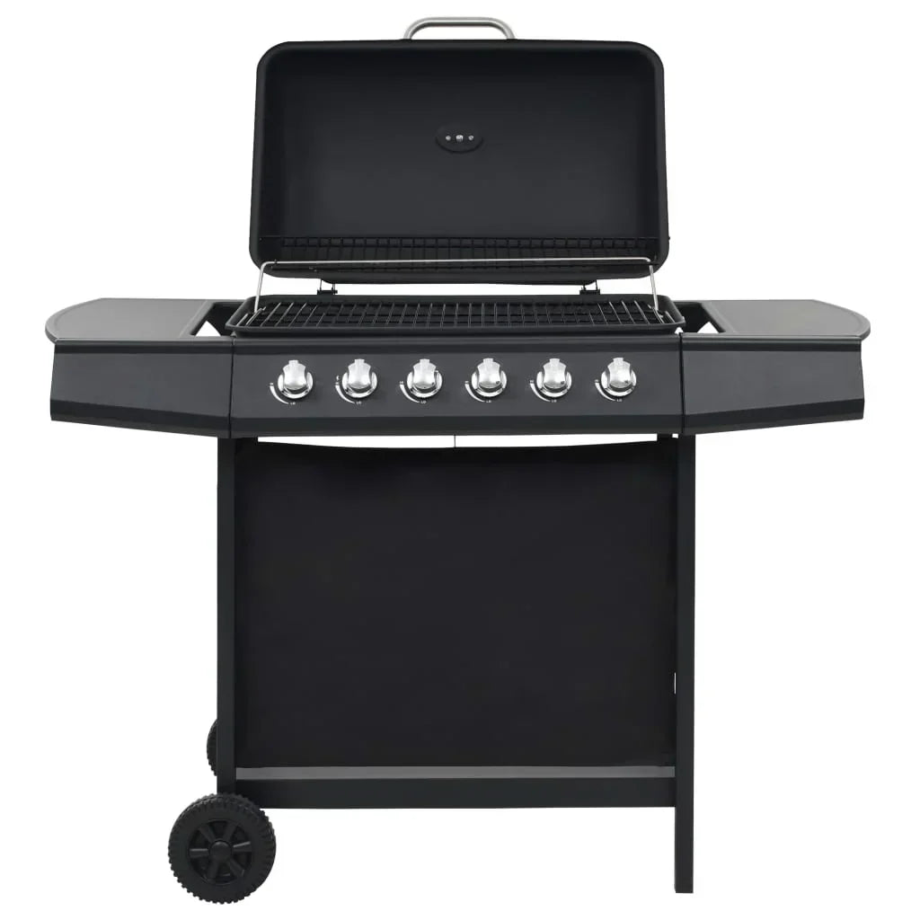 2026 Czarny, stalowy grill gazowy V3794 z 6 palnikami