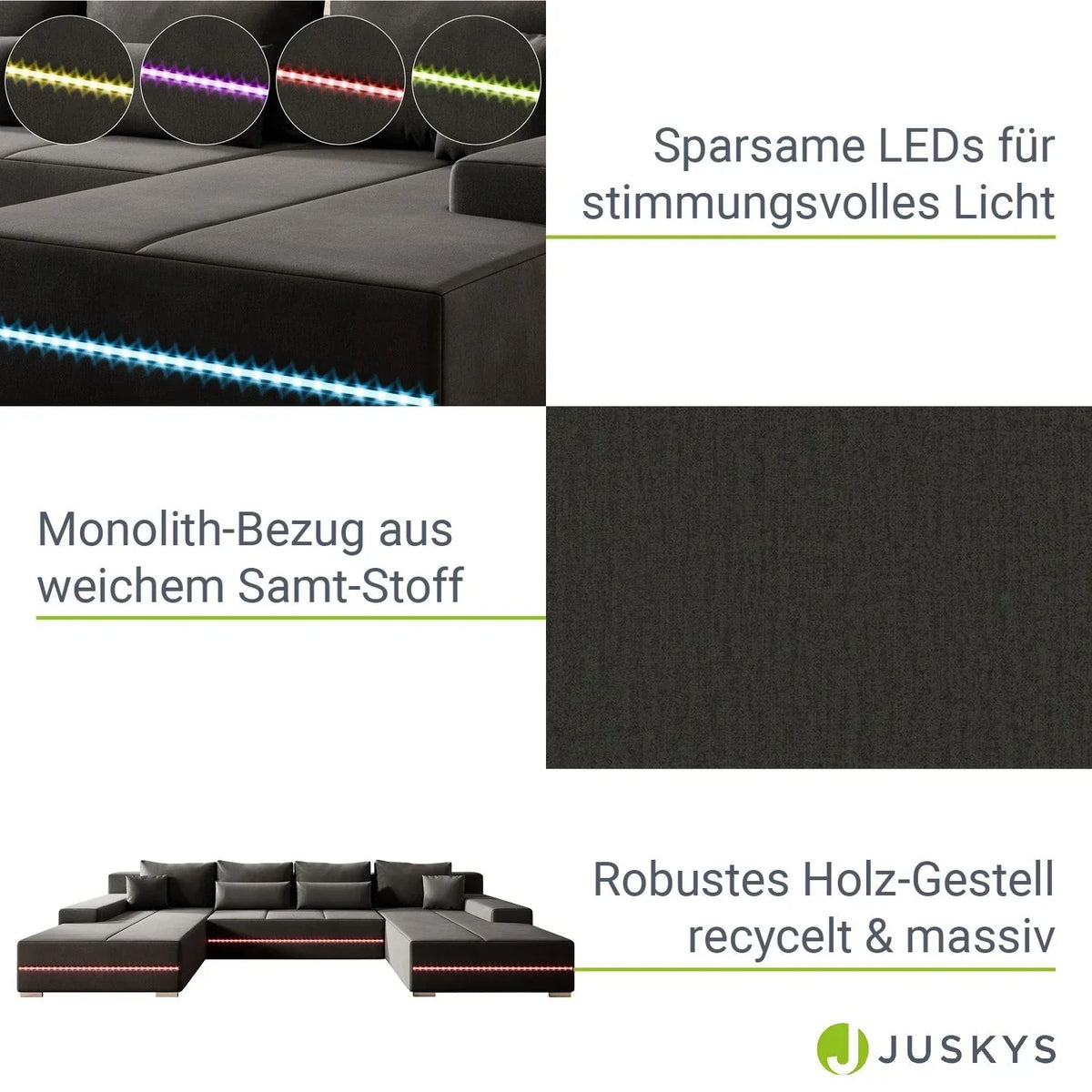 2025 Sofa narożny Malbun z oświetleniem LED
