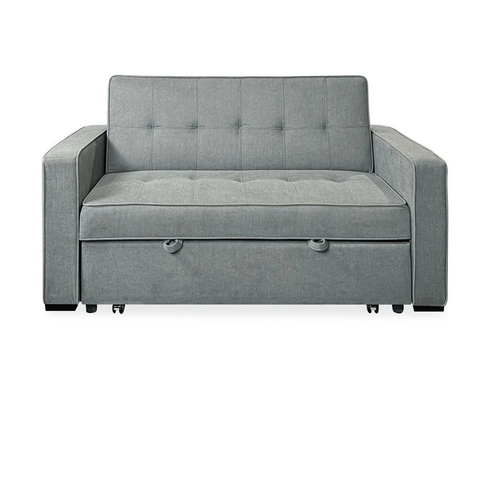 Sofa dwuosobowa rozkładana model Vienna z podłokietnikami, szara, nowoczesna, praktyczna i funkcjonalna