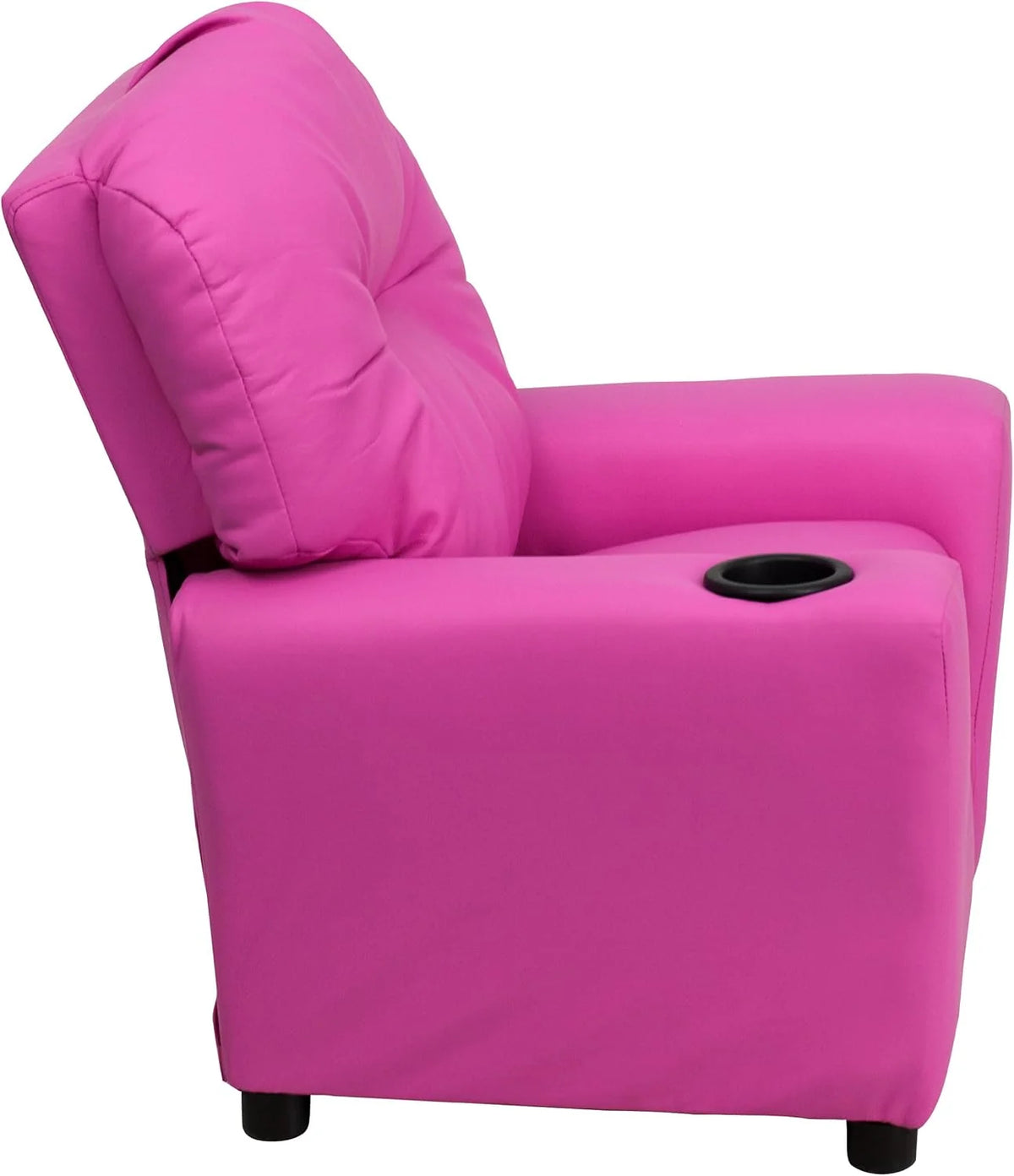 Flash Furniture Contemporary Kids Recliner with Cup Holder, Wood, Beige Vinyl, 26" x 21" x 21"